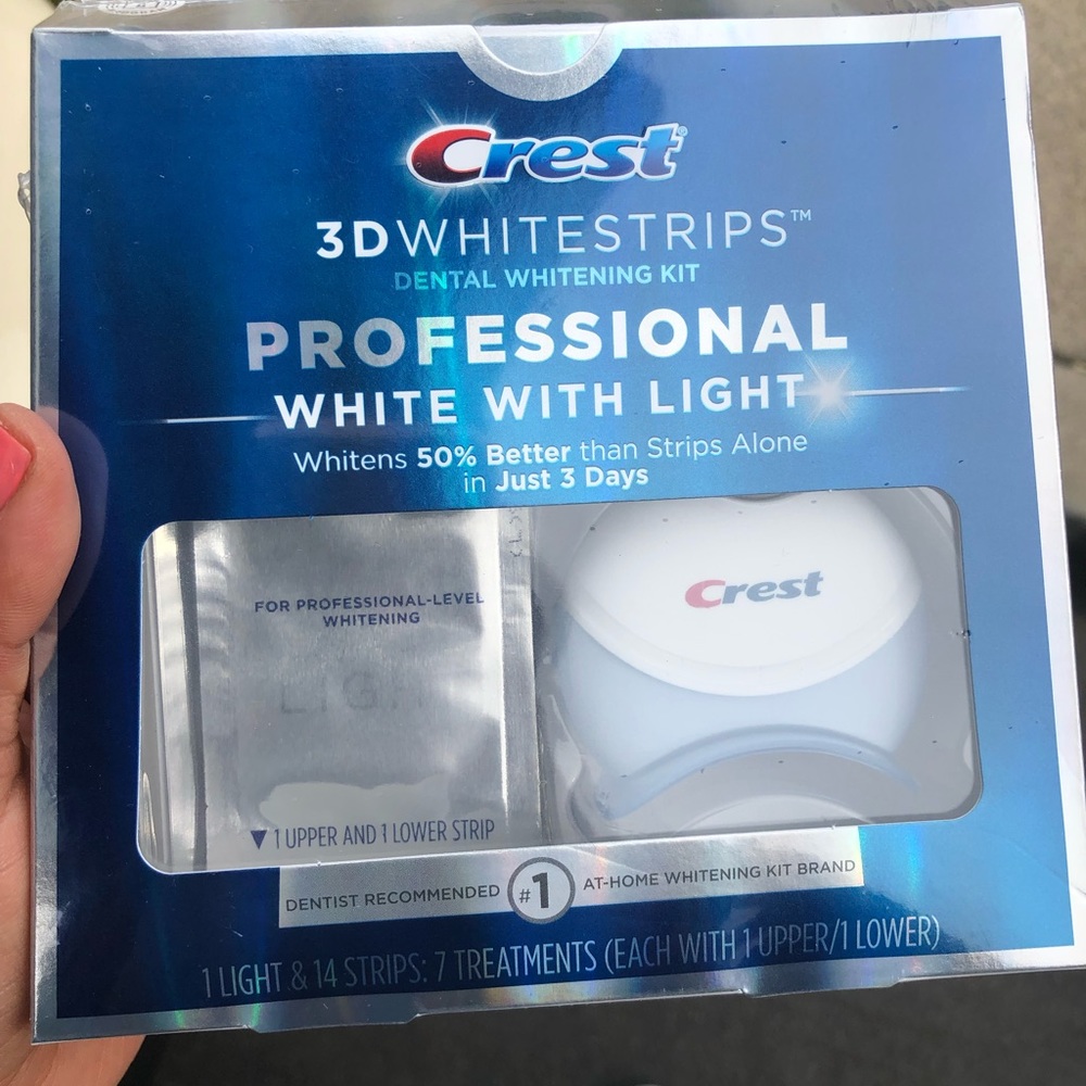 Crest whitening strips plus light